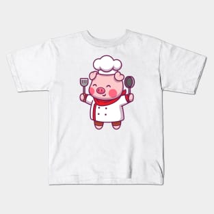 Cute pig chef Kids T-Shirt